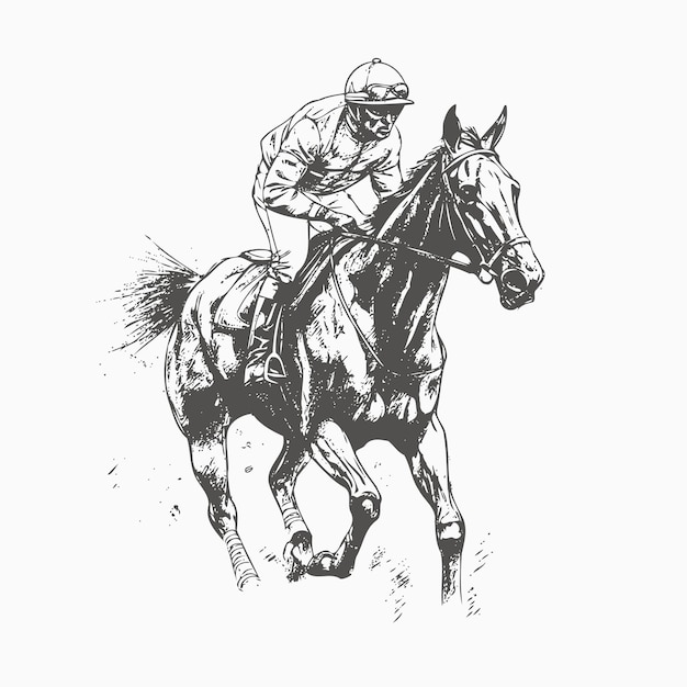 Bosquejo del bosquejo dibujado a mano de carreras de jockey