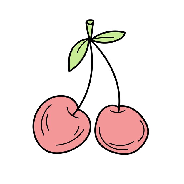 Bosquejo de cereza. Ilustración vectorial. Icono de doodle de cereza