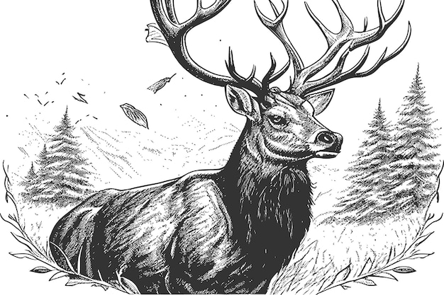 Bosquejo de ciervo dibujado a mano doodle estilo caza Diseño de ilustración vectorial