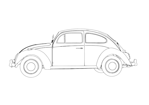 Bosquejo del coche en el vector de fondo blanco