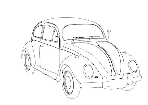 Bosquejo del coche en el vector de fondo blanco