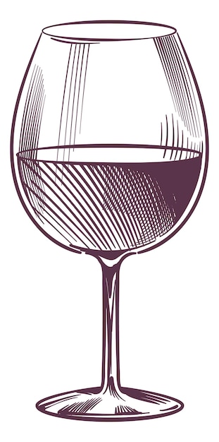 Bosquejo de copa de vino Bebida de alcohol dibujada a mano