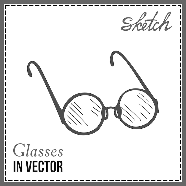 Vector bosquejo dibujado de gafas de lectura en vector