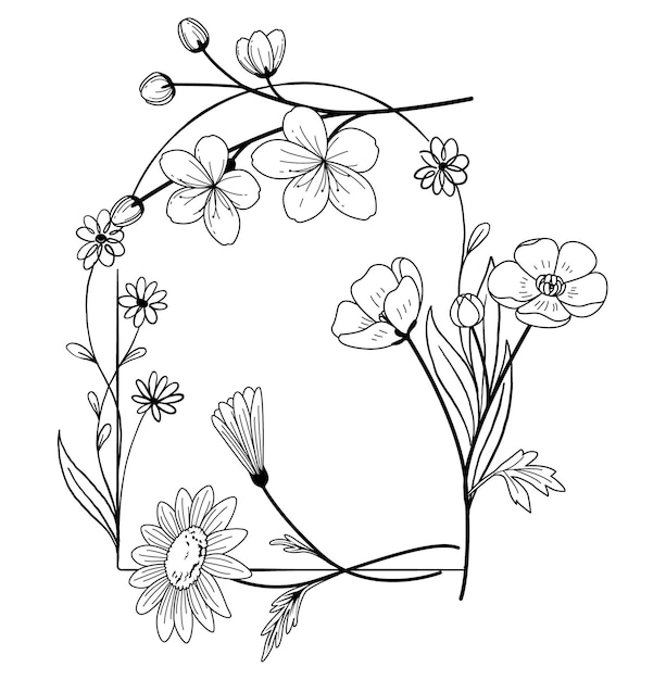 Bosquejo dibujado a mano corona floral 42