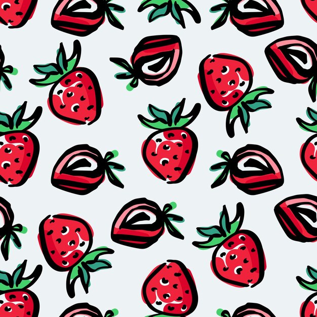 Bosquejo dibujado a mano srawberry moderno de patrones sin fisuras de moda