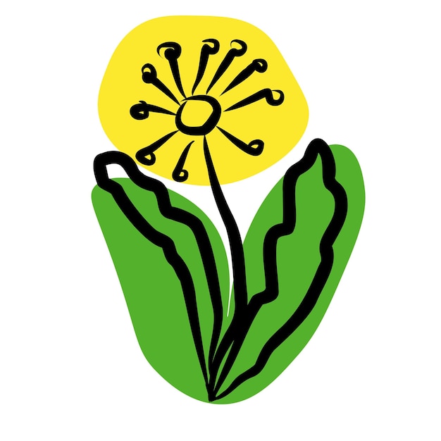 Bosquejo de diente de león con vector de manchas de color
