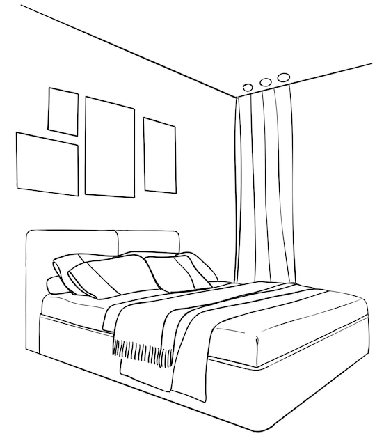 Bosquejo dormitorio línea interior casa