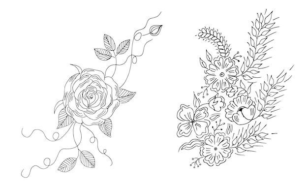 Bosquejo, flor, ilustración