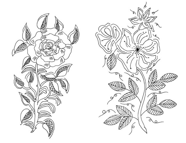 Bosquejo, flor, ilustración