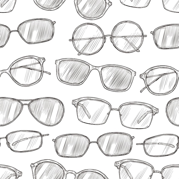 Bosquejo de gafas de sol de patrones sin fisuras. gafas de playa