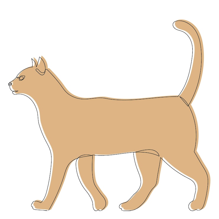 Vector bosquejo, gato marrón, vector, aislado
