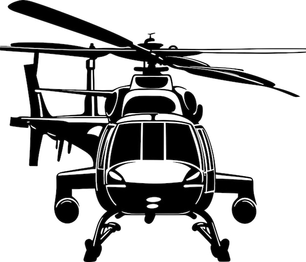 Bosquejo de helicóptero en blanco y negro