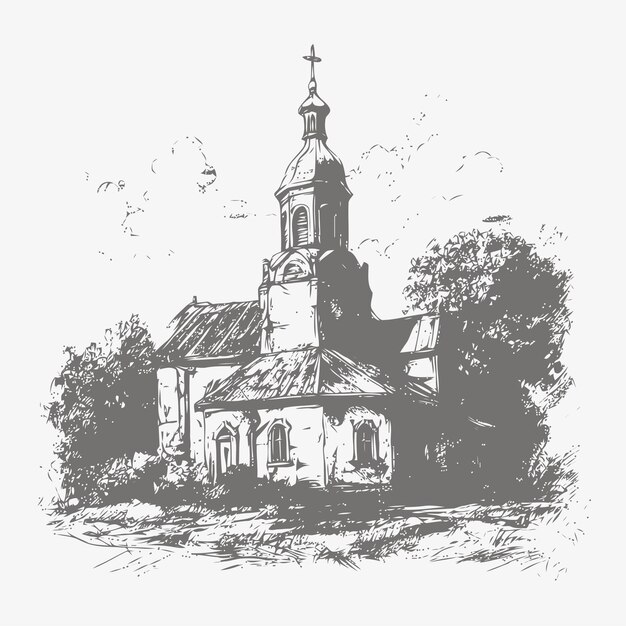 Vector bosquejo de la iglesia bosquejo de la iglesia dibujado a mano