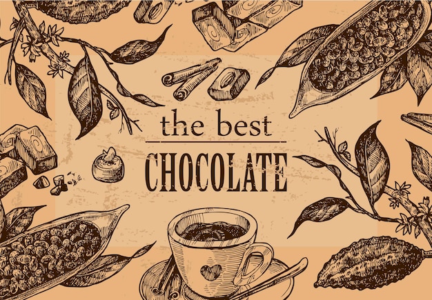 Bosquejo, ilustración, chocolate