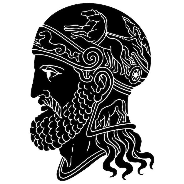 Vector bosquejo de ilustración en monocromo de gladiator spartan