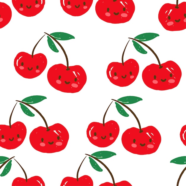 Bosquejo lindo fondo de cereza, diseño de impresión para textil