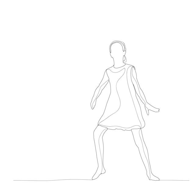 Bosquejo con líneas chica bailando baile