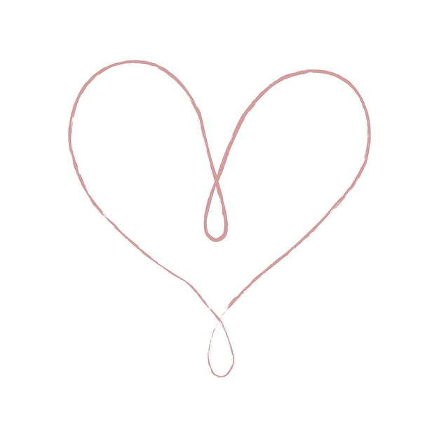 Bosquejo de mano dibujo línea rosa corazón amor doodle aislado sobre fondo blanco Vector