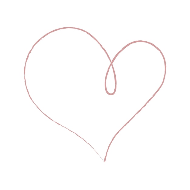 Bosquejo de mano dibujo línea rosa corazón amor doodle aislado sobre fondo blanco Vector