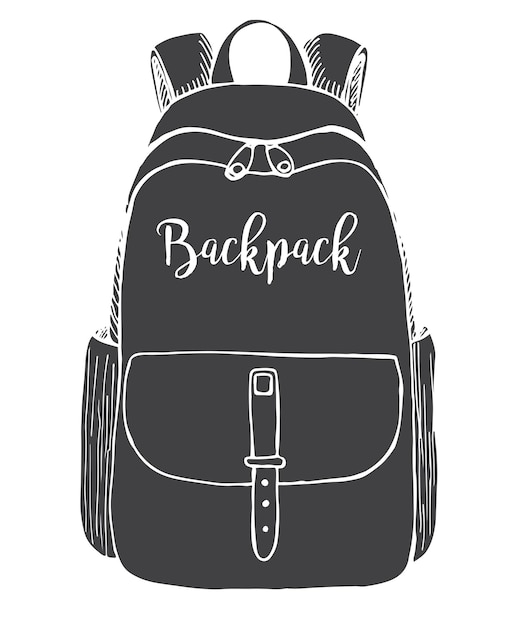 Bosquejo de una mochila. mochila aislado sobre fondo blanco. ilustración de vector de un estilo de dibujo.