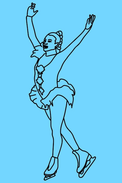 bosquejo mujer patinaje sobre hielo arte lineal