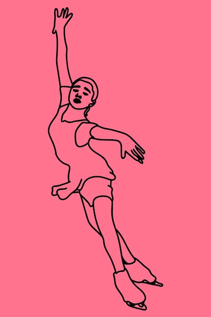 bosquejo mujer patinaje sobre hielo arte lineal