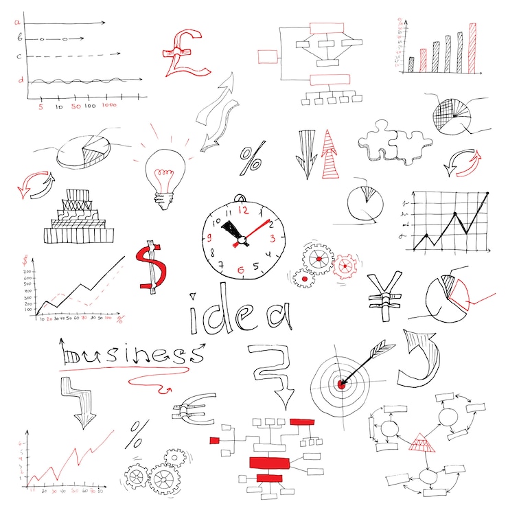 Vector bosquejo de negocios de color
