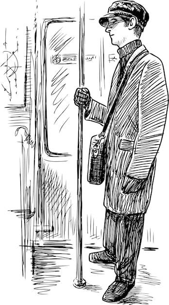 Bosquejo de un pasajero casual en un vagón de metro