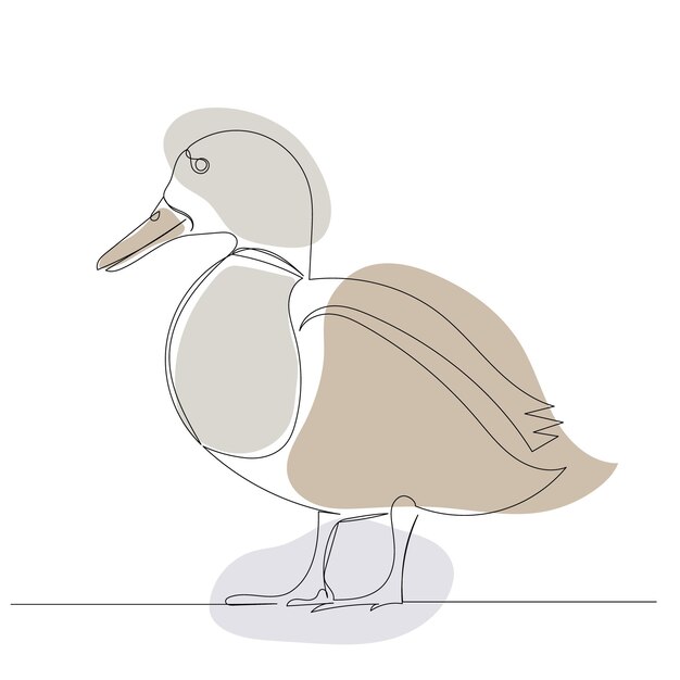 Bosquejo de pato dibujo de línea continua vector aislado