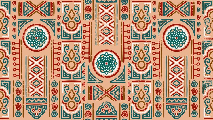 Bosquejo Patrón étnico Motivo de garabatos tribales Efecto dibujado a mano patchwork Textura azteca sin costuras