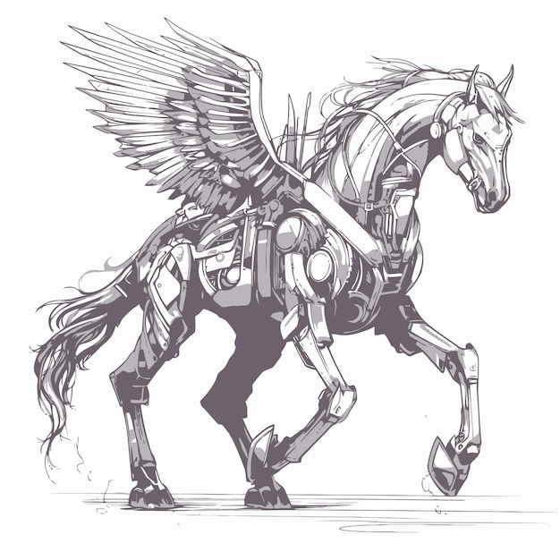 Vector bosquejo de pegaso