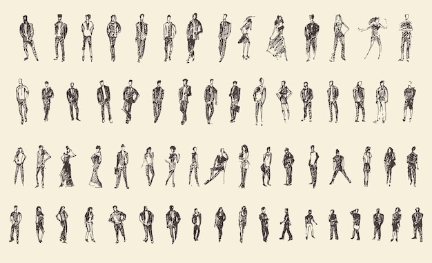 Bosquejo de personas, ilustración vectorial, dibujo a mano