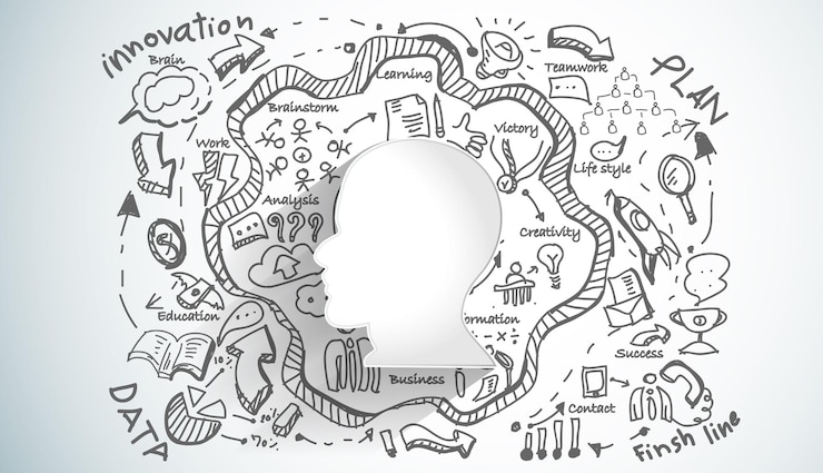 Vector bosquejo del plan de la cabeza humana de la idea brainstormconcept pensar en la creatividad vector de diseño moderno