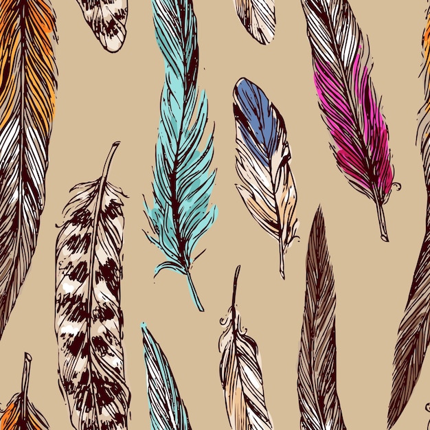Bosquejo de plumas Ilustración hermosa de vector dibujado a mano
