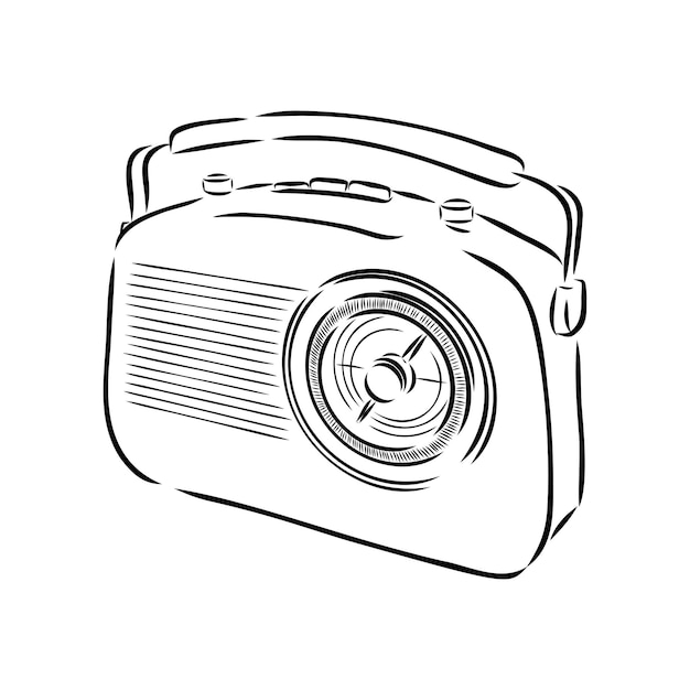 Bosquejo del receptor de radio vintage. ilustración vectorial