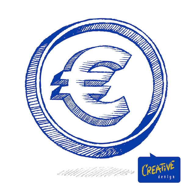 Vector bosquejo del signo del euro