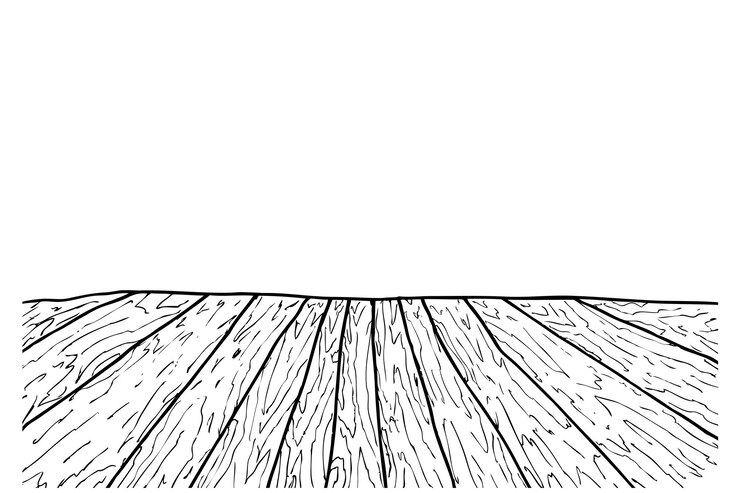 Vector bosquejo de sorteo de mano simple de vector de piso de madera de perspectiva