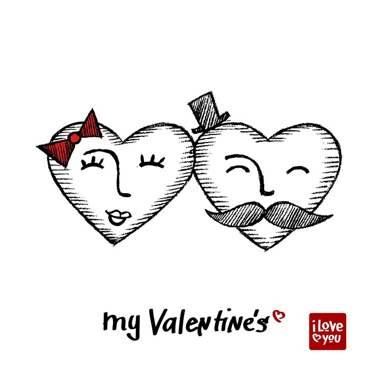 Vector bosquejo de la tarjeta de san valentín