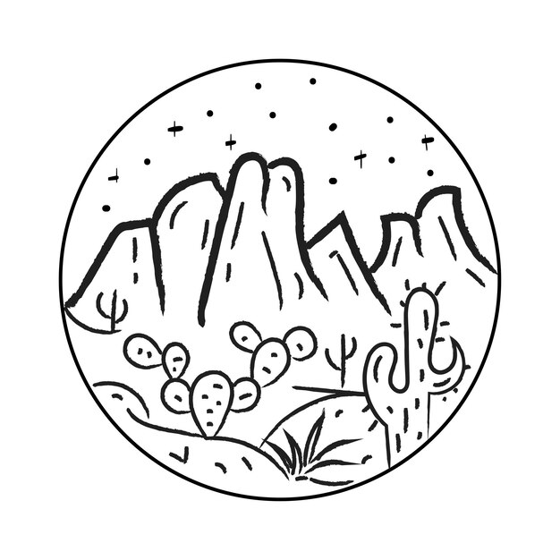Bosquejo del tatuaje del paisaje natural salvaje
