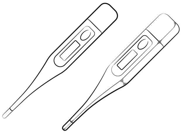 Vector bosquejo del termómetro moderno herramientas digitales para la salud