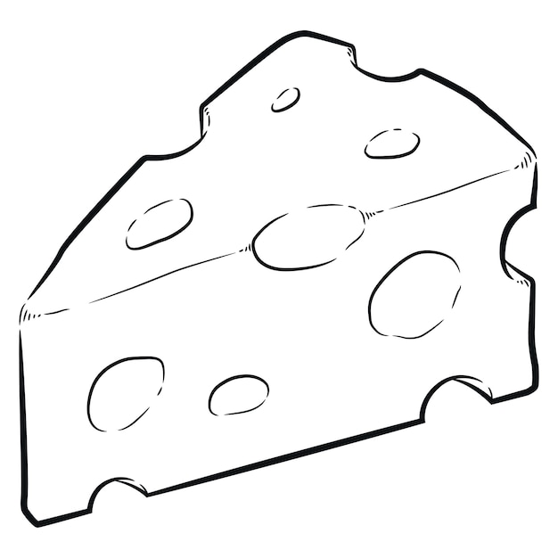 Vector bosquejo trozo de queso producto lácteo doodle