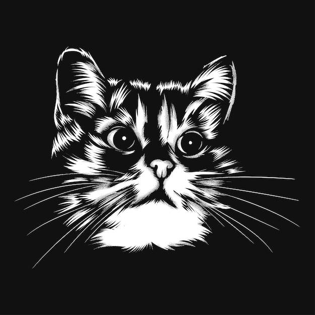 Bosquejo del vector de la ilustración de vector de cara de un gatito