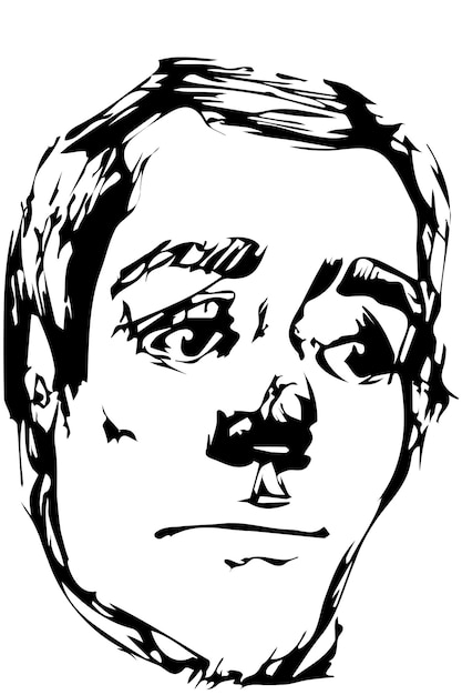 Vector bosquejo del vector para un retrato de un hombre joven