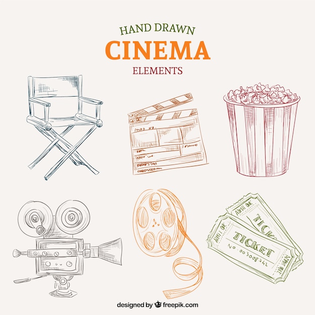 Bosquejos de colores elementos del cine