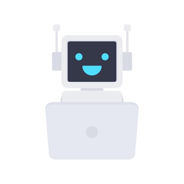 Bot de chat con computadora portátil robot asistencia virtual del sitio web o aplicaciones móviles soporte de voz