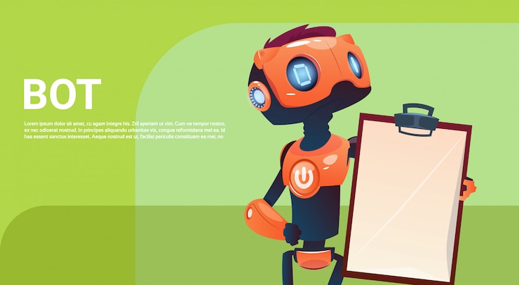Vector bot de chat, elemento de asistencia virtual de robot de sitio web o aplicaciones móviles, inteligencia artificial