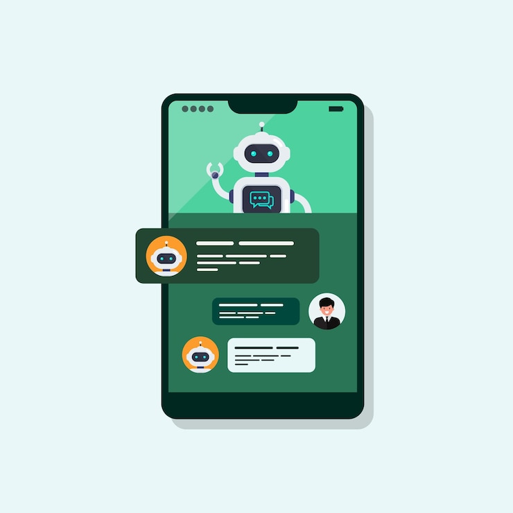 Vector bot de chat inteligente ai en la pantalla del teléfono inteligente