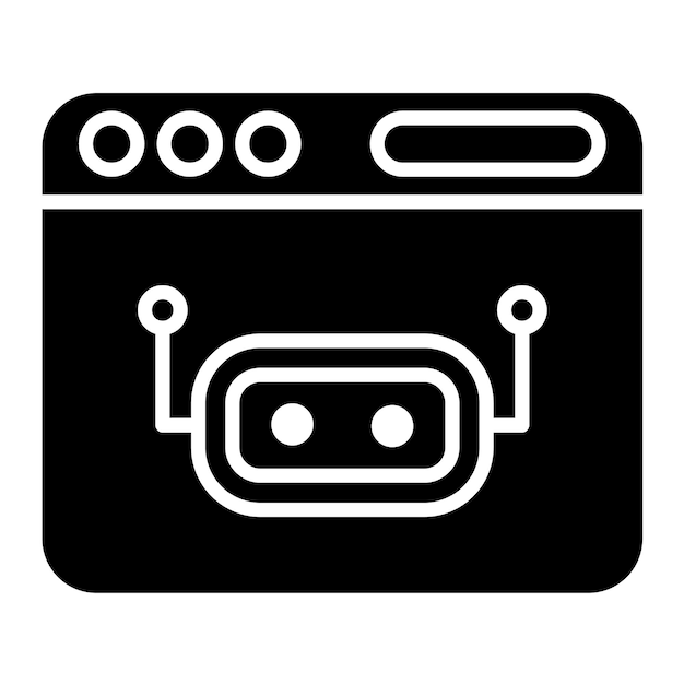 Bot Glifo Sólido Negro Ilustración