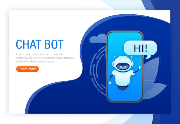 Bot de soporte Asistente de Ai Icono plano con bot de soporte azul sobre fondo blanco