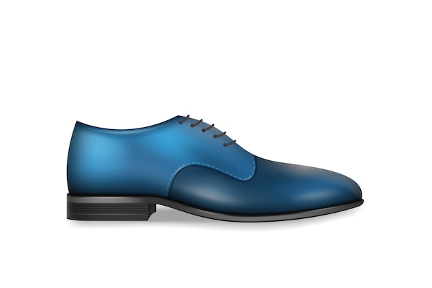 Vector bota de cuero azul realista zapato de hombre clásico para traje formal de negocios bota oxford para código de vestimenta